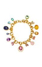Mallary Marks Jubilee 22k Gold Multi-stone Charm Bracelet