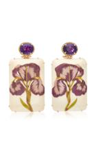 Silvia Furmanovich Marquetry Purple Flower Earrings