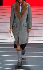 Moda Operandi Prada Coated Faux Fur Collar Coat