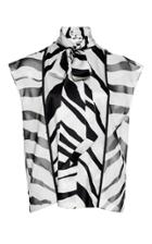 Lanvin Zebra Printed Blouse With Neck Tie