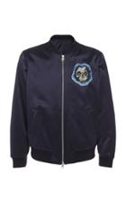 Alexander Mcqueen Flower-embellished Two-tone Cotton And Silk Bomber Jacket
