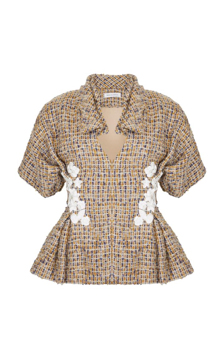 Razan Alazzouni Double Collar Tweed Jacket