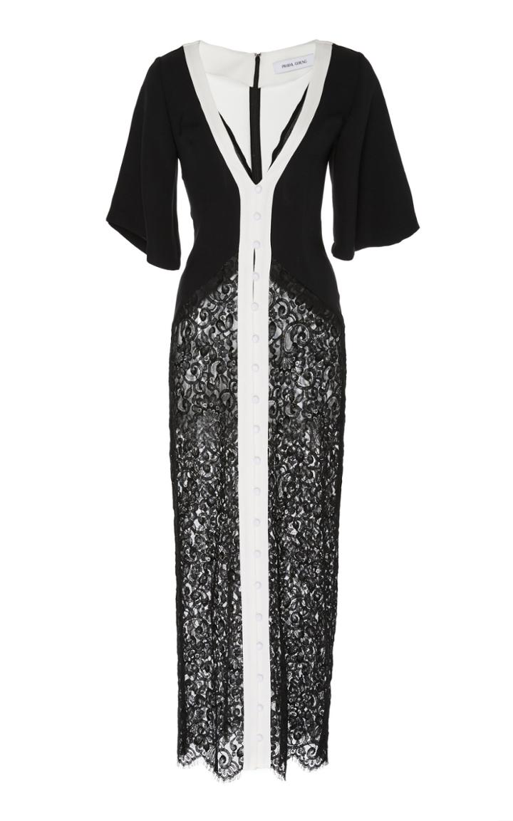 Prabal Gurung Lahore V-neck Lace Hem Dress