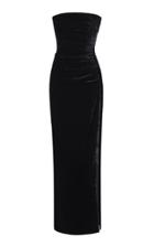 Rasario Black Strapless Slit Dress