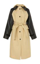 Kassl Contrast Sleeves Cotton Trench Coat