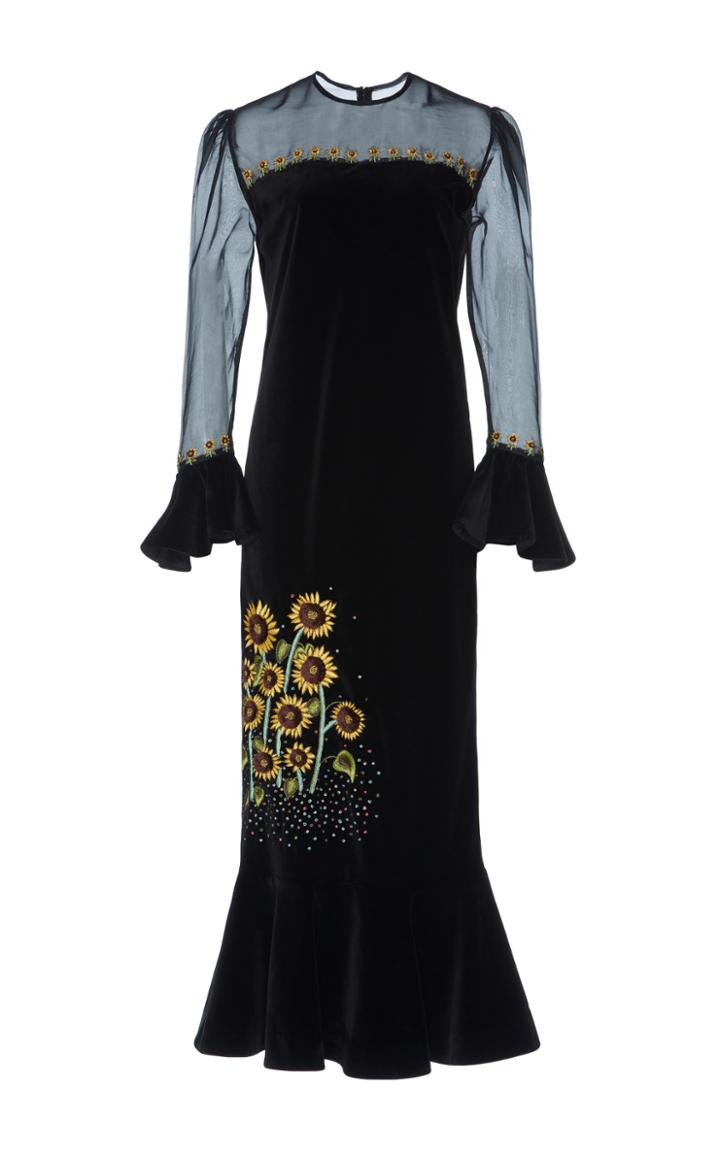 Rahul Mishra Sunflower Velvet Dress