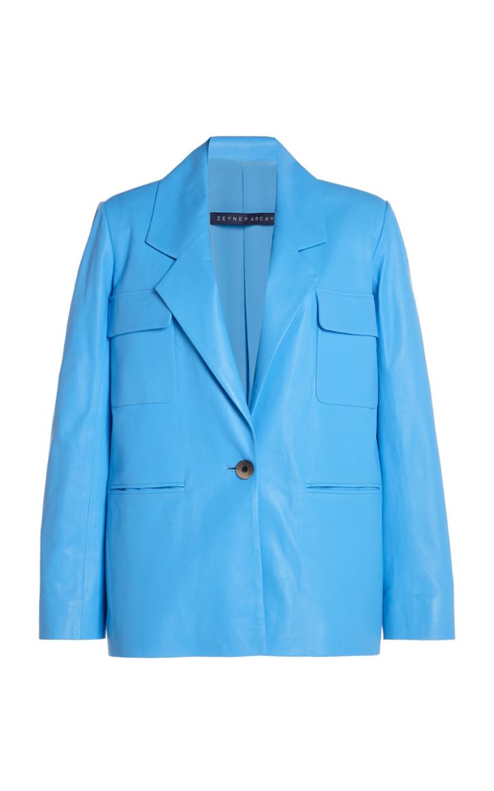 Moda Operandi Zeynep Aray Notched Leather Blazer