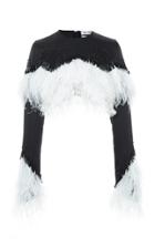 Moda Operandi Attico Feather And Bead Embellished Cropped Blouse Size: 36
