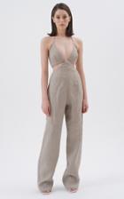 Moda Operandi Matriel V-neck Linen Bralette Jumpsuit