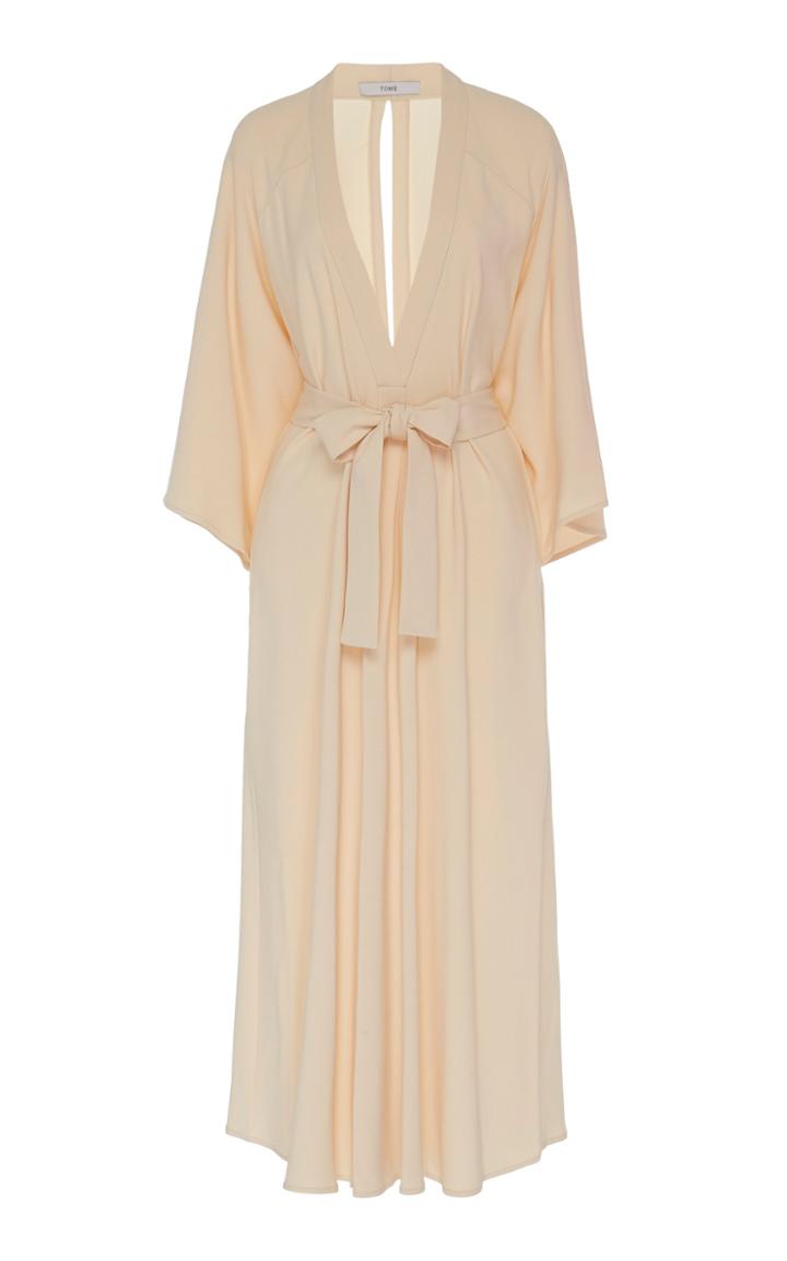 Tome V Neck Crepe Shirtdress