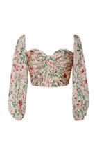 Amur Helena Floral-patterned Silk Crop Top