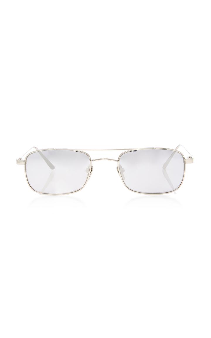Linda Farrow White Gold Titanium Aviator Sunglasses