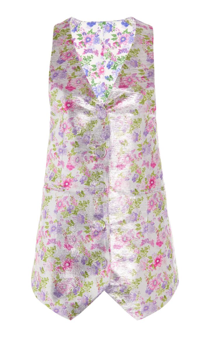 Moda Operandi Paco Rabanne Floral-print Lam Elongated Vest Size: 34