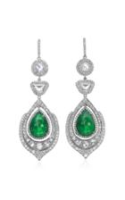 Moda Operandi Nina Runsdorf 18k White Gold And Emerald Chandelier Earrings