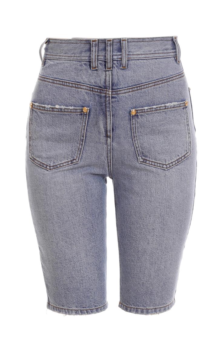 Moda Operandi Balmain High Waist Denim Biking Shorts