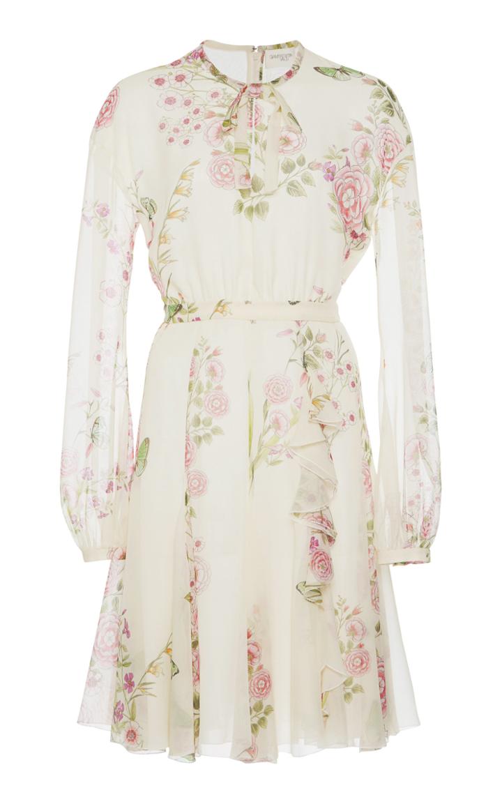 Giambattista Valli Silk Rose Tie Neck Dress