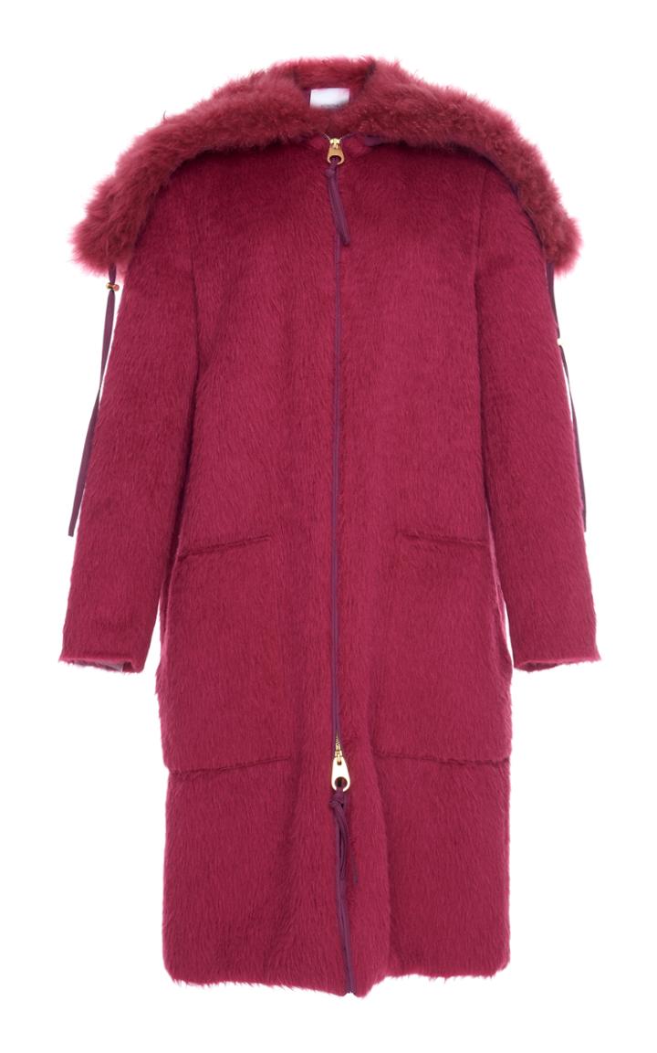 Agnona Alpaca Coat With Shearling Collar