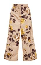 Rochas Cropped Floral-print Satin Pants