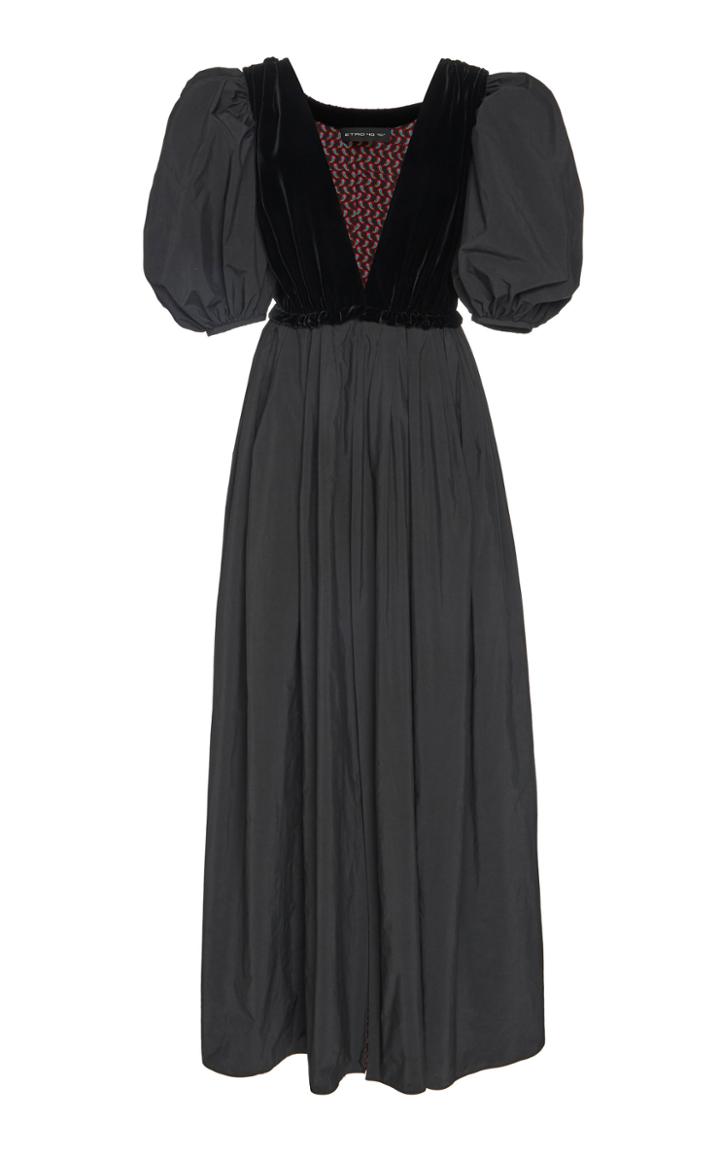Etro Velvet-trimmed Taffeta Gown
