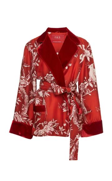 For Restless Sleepers Giocasta Printed Silk Crepe Wrap Top