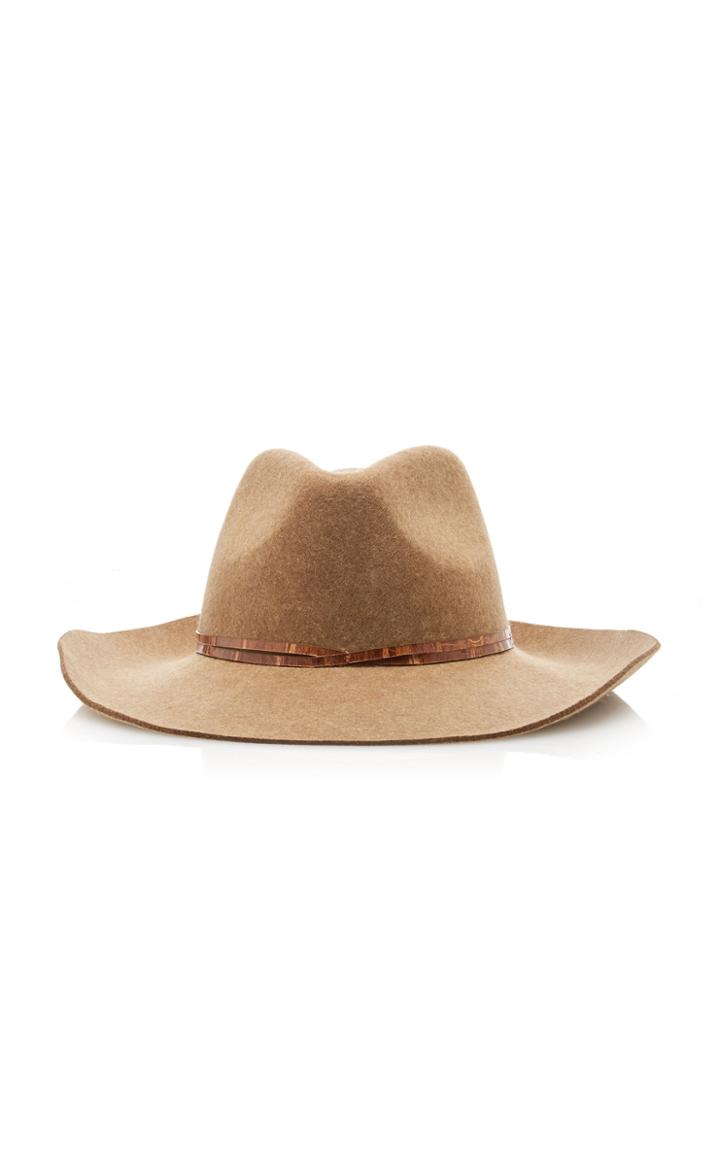 Eric Javits Western Leather-trimmed Wool Fedora