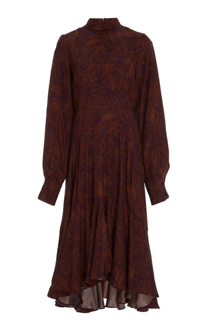 Amur Wilder High-neck Silk Paisley Dress