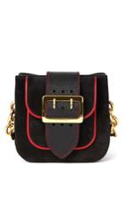 Burberry Square Bag In Black Calf Suede