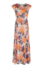 Pascal Millet Floral Satin Cap Sleeve Dress