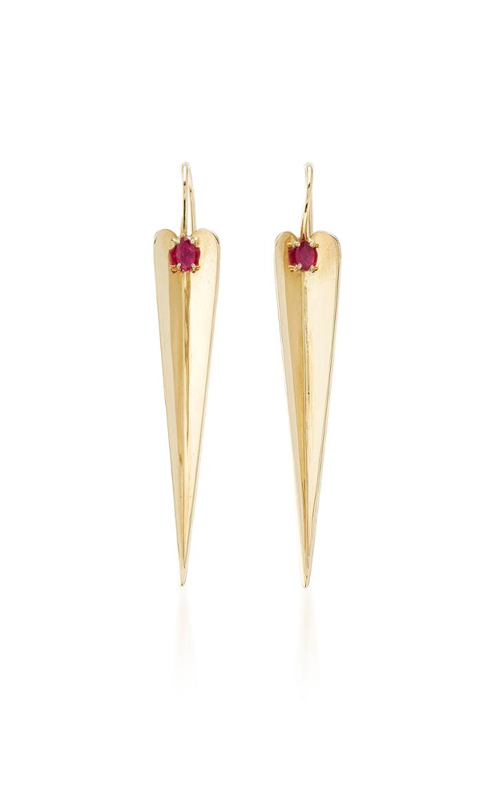 Elena Votsi Eros Mediulm Drop Earrings With Gemfields Ruby Tops