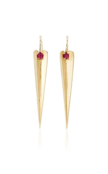 Elena Votsi Eros Mediulm Drop Earrings With Gemfields Ruby Tops