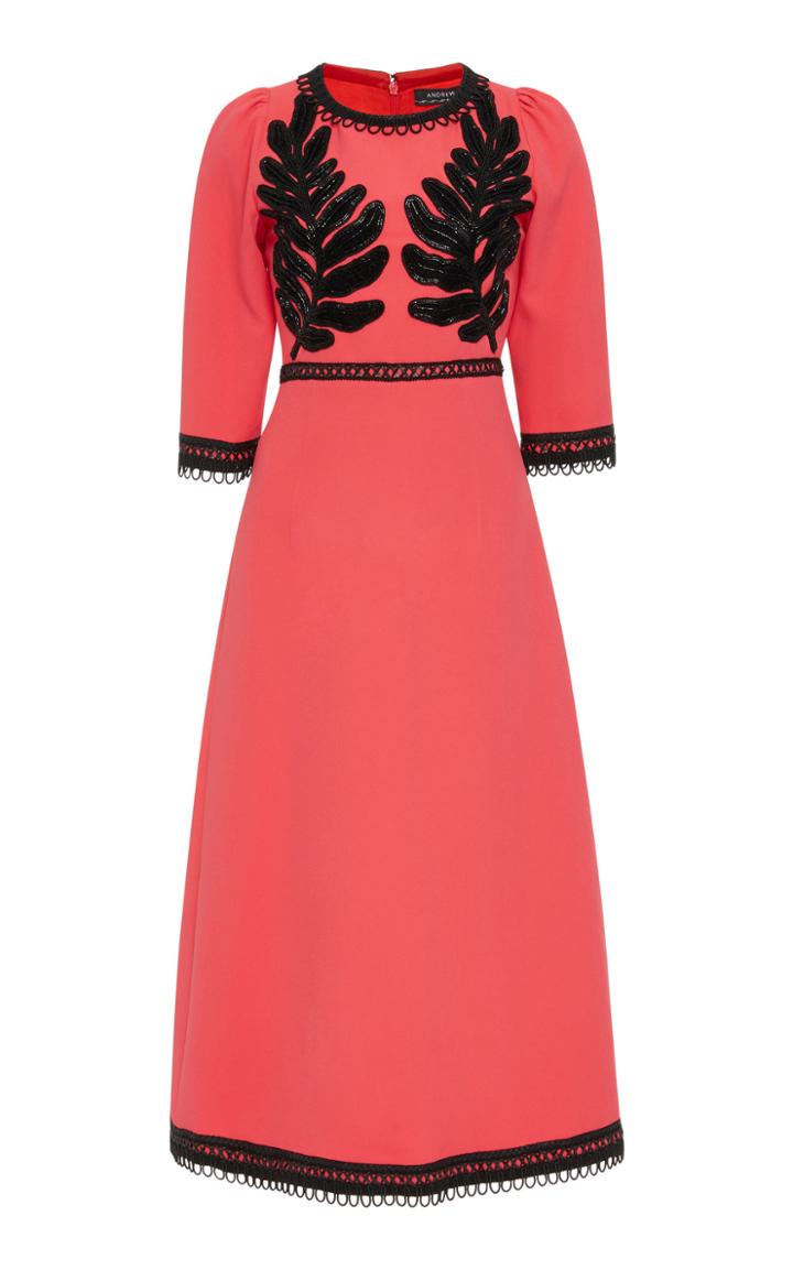 Andrew Gn Bead Embellished Crepe Midi Dress