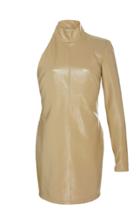 Zeynep Aray One-shoulder Patent-leather Turtleneck Mini Dress