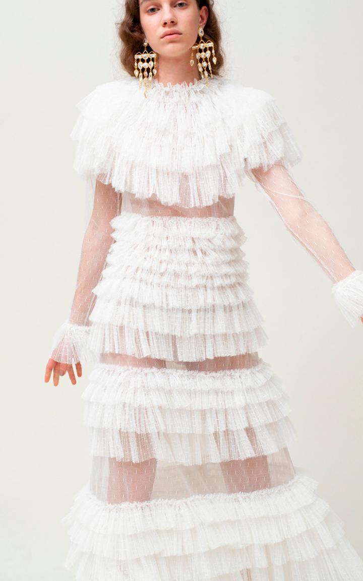 Moda Operandi Sandra Mansour Fureur De Vivre Ruffled Tulle Midi Dress
