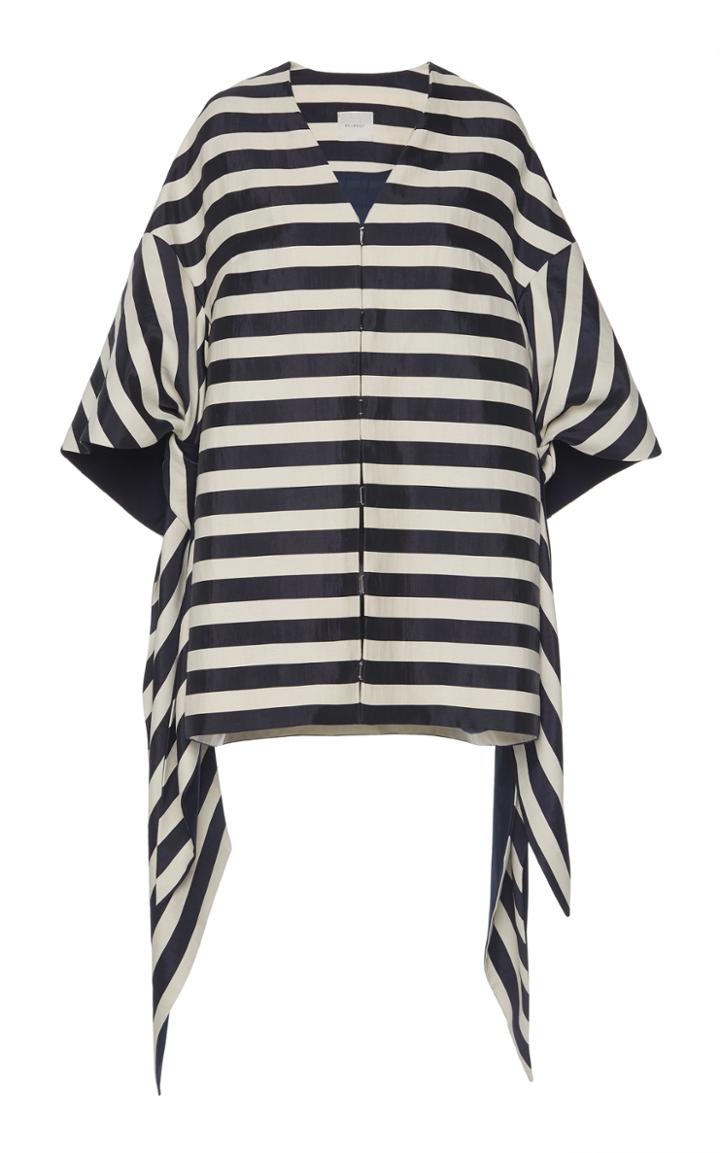Delpozo Striped Bow Sleeve Coat