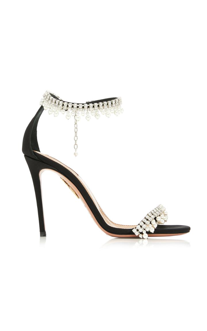 Aquazzura Exquisite Embellished Leather Sandals Size: 35