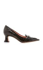 Rochas Croc-effect Glossed-leather Pumps