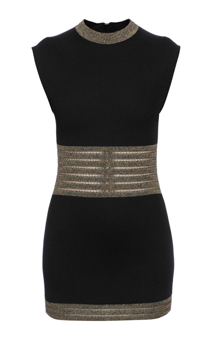 Balmain Metallic Trim Jersey Mini Dress