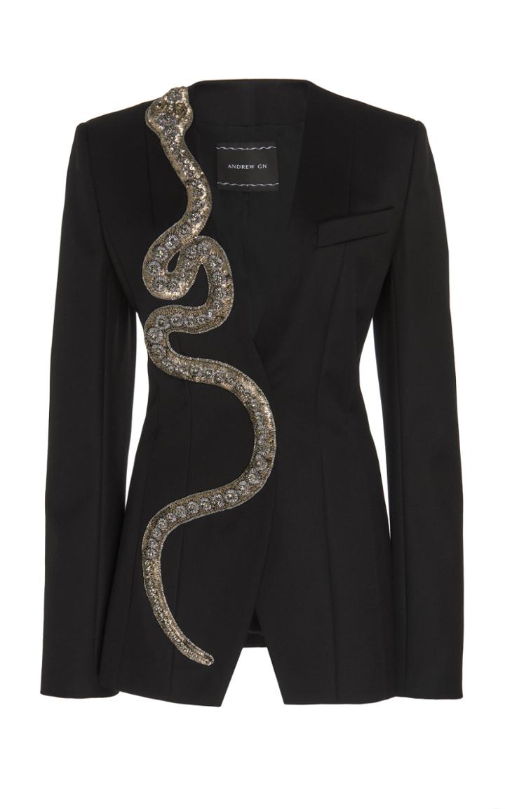Andrew Gn Embellished Wool-blend Blazer Size: 42