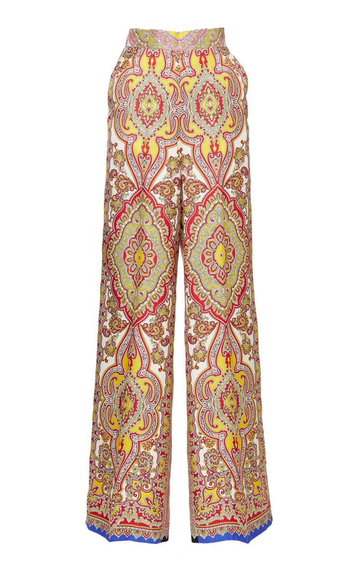 Etro Printed High-waisted Silk Pants