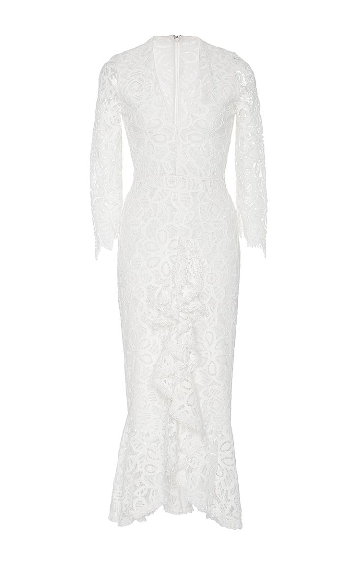 Alexis Nadege White Ruffled Lace Dress