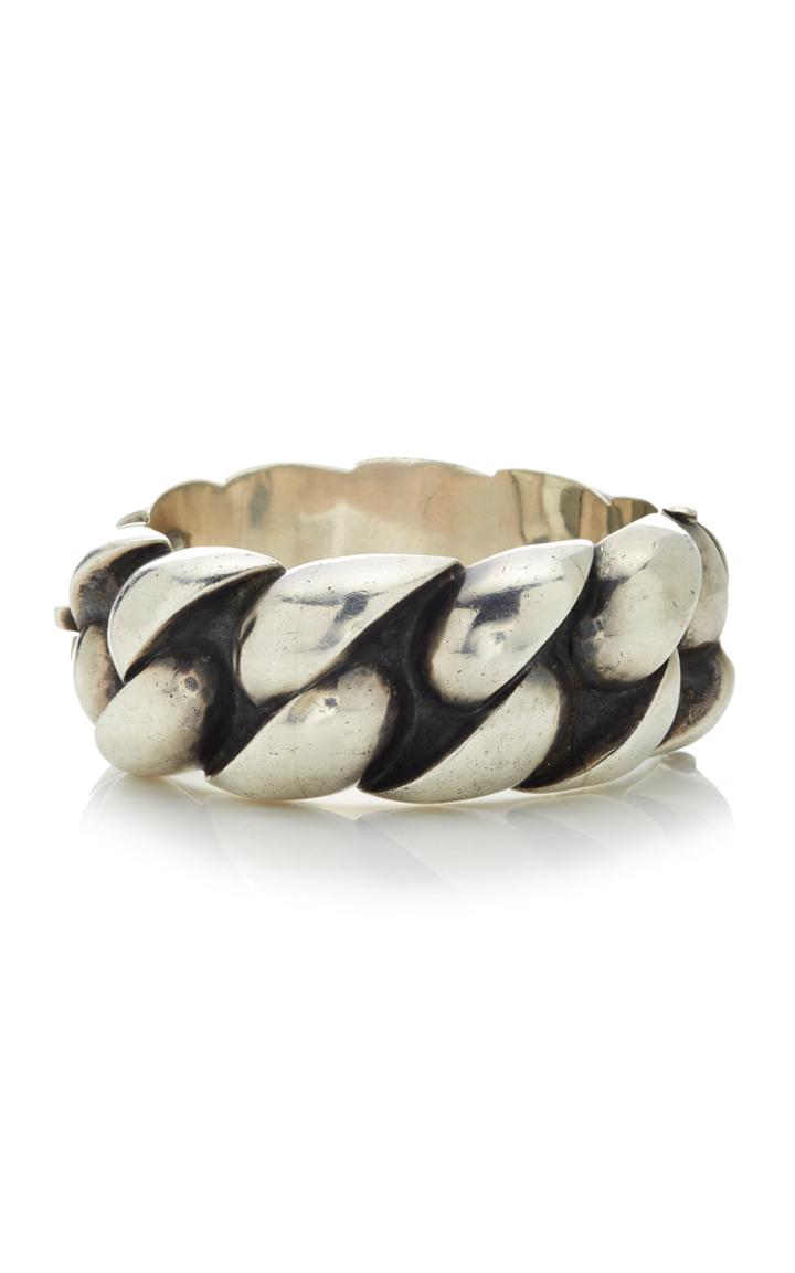 Fred Leighton Silver Braid Hinged Bangle Bracelet