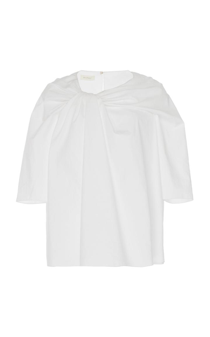 Delpozo Draped Cotton Poplin Top