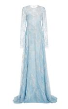 Naeem Khan Sequined Leavers Lace Gown