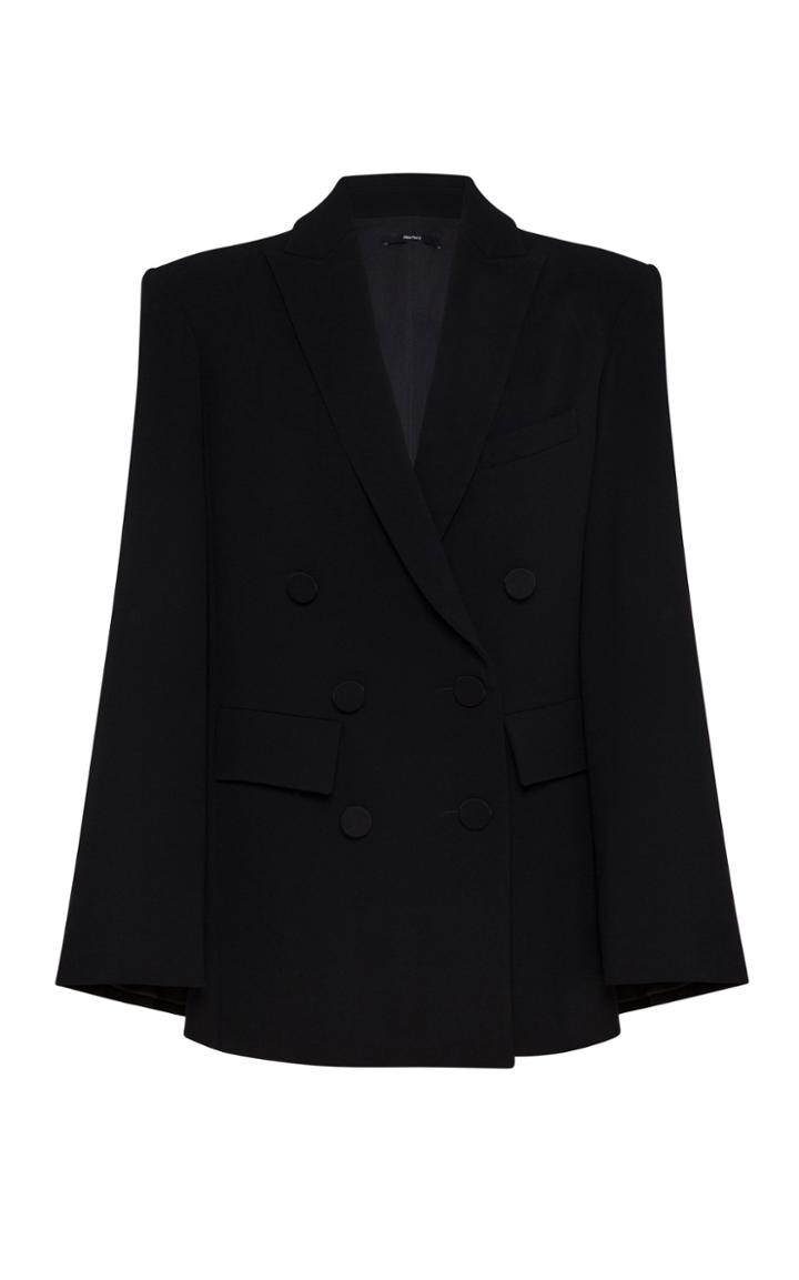 Moda Operandi Alex Perry Prescott Satin Crepe Double-breasted Cape Blazer