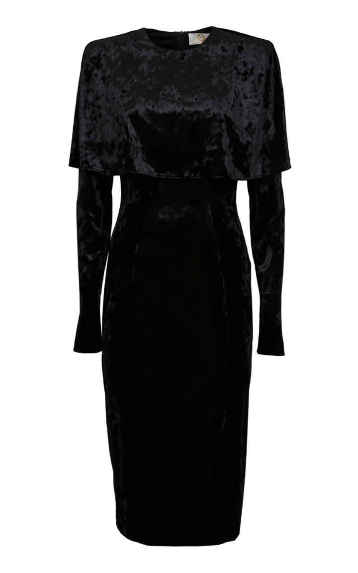 Sara Battaglia Cape-detailed Midi Dress