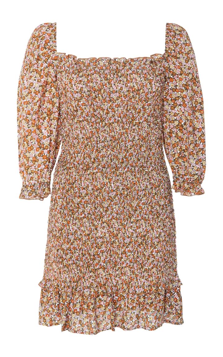 Faithfull The Brand Es Saada Shirred Floral-print Crepe Mini Dress