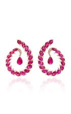 Sutra Ruby And Diamonds Hoops Earrings