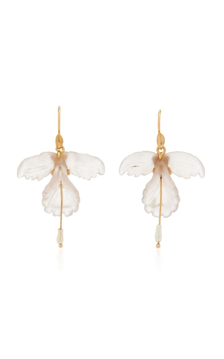 Annette Ferdinandsen Frosted Quartz Fancyorchids Earrings With Pearls