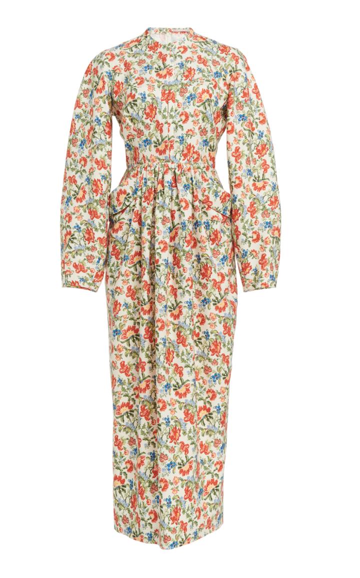 Emilia Wickstead Zilda Floral Print Silk-wool Midi Dress