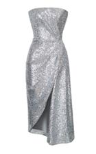 Rasario Silver Sequin Slit Dress